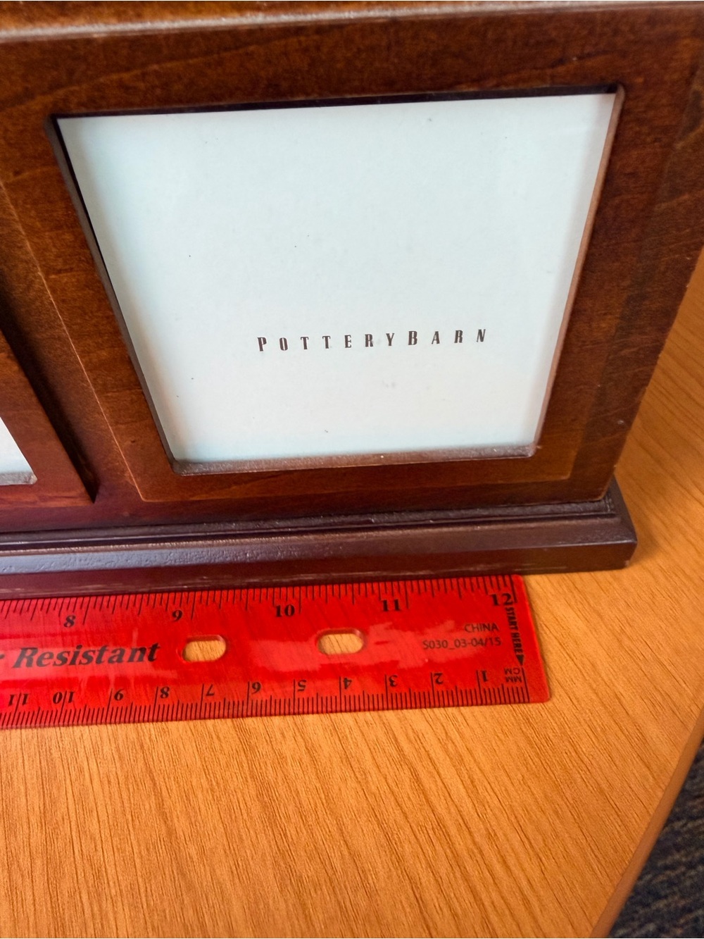 Pottery Barn Brown Wood Desk Organizer with Three Photo Slots - Picture 10 of 10